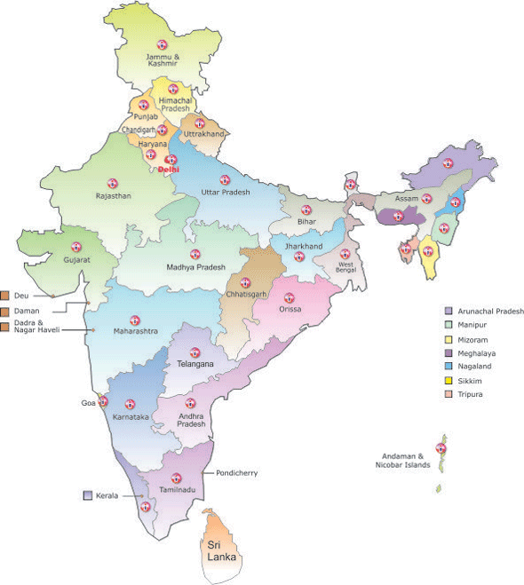 E-Max Studey Center -India-Map